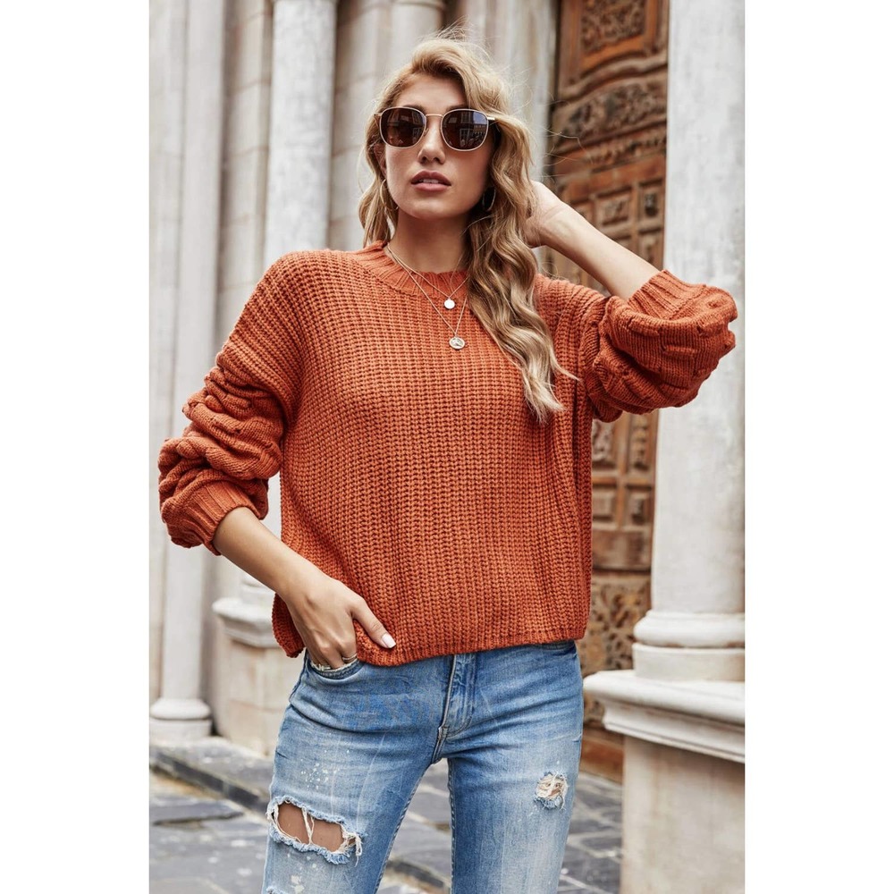 Weekend Style Rib-Knit Dropped Shoulder Sweater - Picture 10 of 15